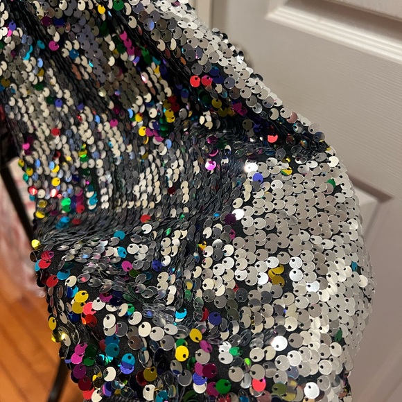 Flying Tomato Black Denim Sequin Sleeve Jacket Oversized Large NWOT - Picture 12 of 13